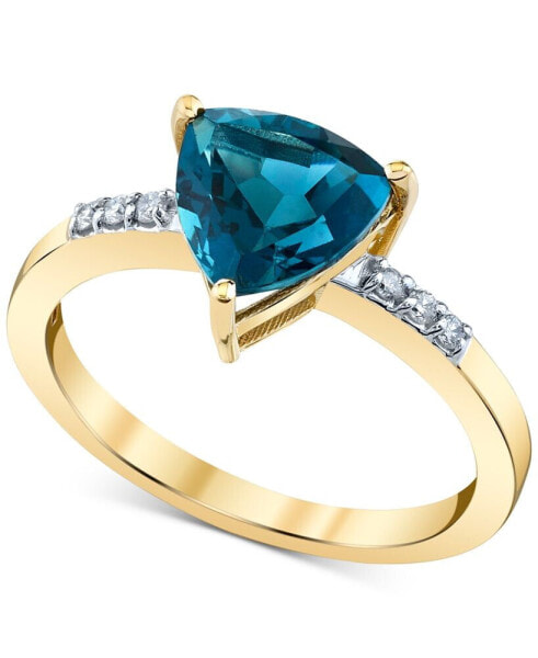 Blue Topaz (2 ct. t.w.) & Diamond (1/20 ct. t.w.) Trillion Ring in 10k Gold