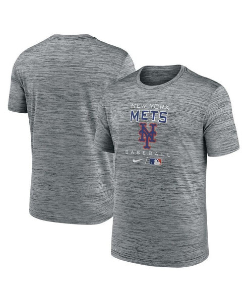 Men's Anthracite New York Mets Authentic Collection Velocity Practice Space-Dye Performance T-shirt