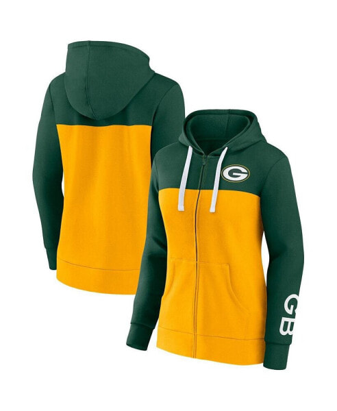 Women's Green/Gold Green Bay Packers Take the Field Colorblock Full-Zip Hoodie