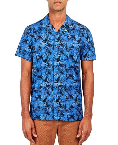 Рубашка мужская Society of Threads Slim Fit Non-Iron с тропическим принтом