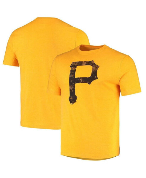 Men's Gold Pittsburgh Pirates Weathered Official Logo Tri-Blend T-shirt