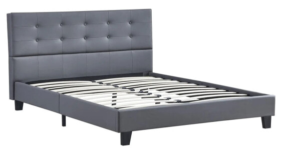 Bett aus grauem Kunstleder 160x200cm