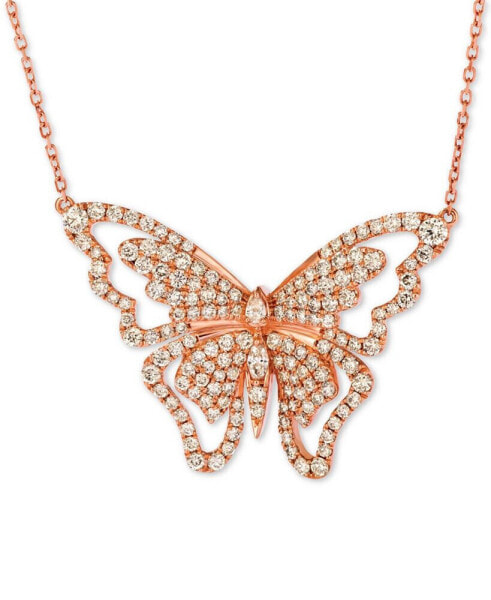 Butterfly Away® Nude Diamond™ 16" Pendant Necklace (2-3/4 ct. t.w.) in 14k Rose Gold