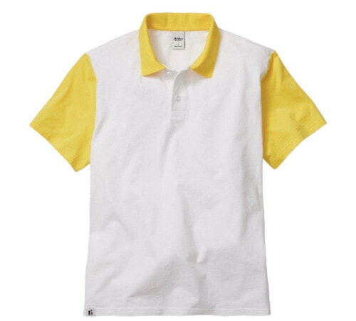 Bonobos Fielder Polo Shirt Men's Large White/Yellow Short Sleeve Cotton Outdoor