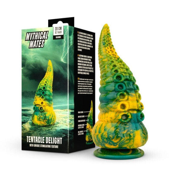 Tentacle Delight Green and Yellow Dildo 22.4 cm - 8.8