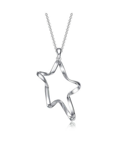 Classy Sterling Silver with Rhodium Plating Star Halo Necklace
