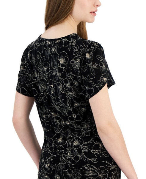 Топ AK Anne Klein FloralPrint TulipSleeve