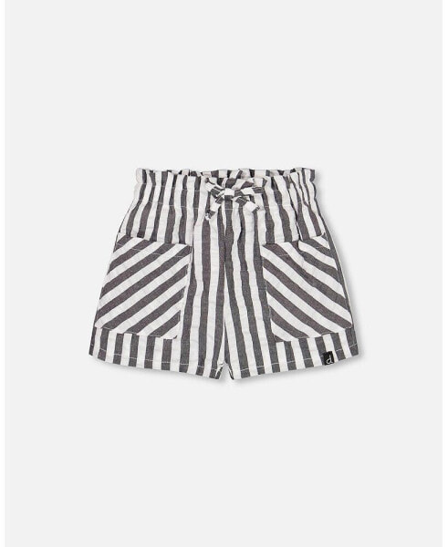 Girl Striped Seersucker Short Black - Toddler Child