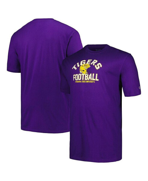 Men's Purple Distressed LSU Tigers Big and Tall Football Helmet T-shirt