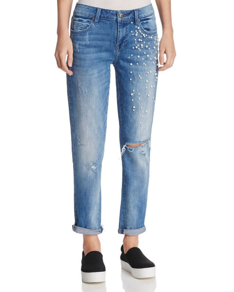 Pistola Women's Anya Embellished Cropped Boyfriend Jeans Size. 30 144780