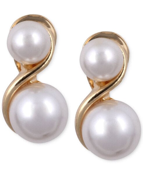 Серьги Anne Klein Gold Pearl Clip-On