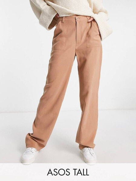 ASOS DESIGN Tall – Dad-Hose in Hellbraun