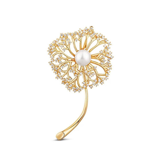 Romantic gilded brooch 2in1 with real white pearl JL0729