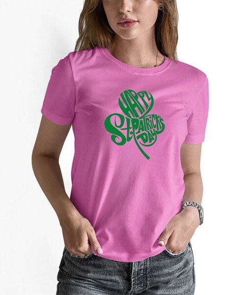 Women's St. Patrick's Day Shamrock Word Art Crew Neck T-shirt