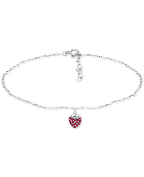 Lab-Created Ruby Strawberry Cluster Ankle Bracelet in Sterling Silver, Created for Macy's