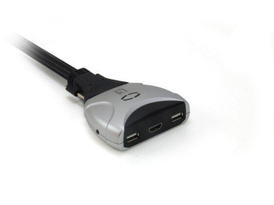 LevelOne 2-Port USB HDMI Cable KVM Switch - 1920 x 1200 pixels - Black - Grey