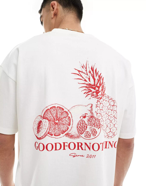 Good For Nothing fruit salad graphic back t-shirt in white