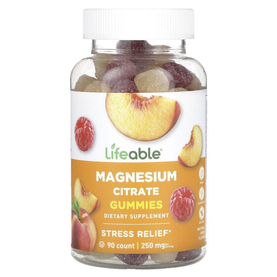 Lifeable, Жевательные мармеладки с цитратом магния, натуральные фрукты, 83,33 мг, 90 жевательных таблеток