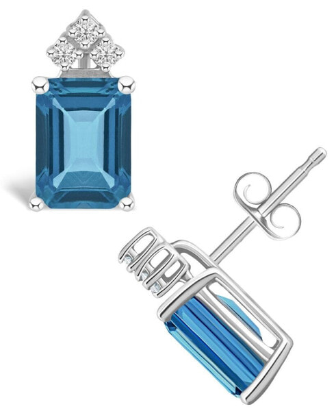 Серьги Macy's London Blue Topaz and Diamond Stud