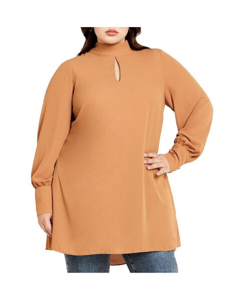 Plus Size Neck Tie Tunic Top