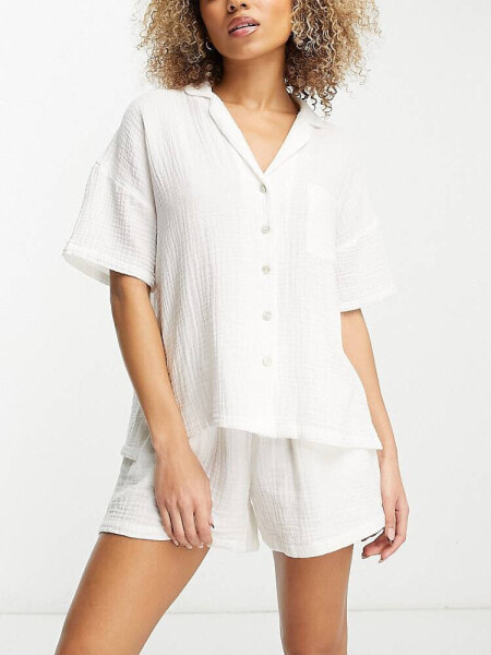 Lindex Exclusive short sleeve pyjama set in white