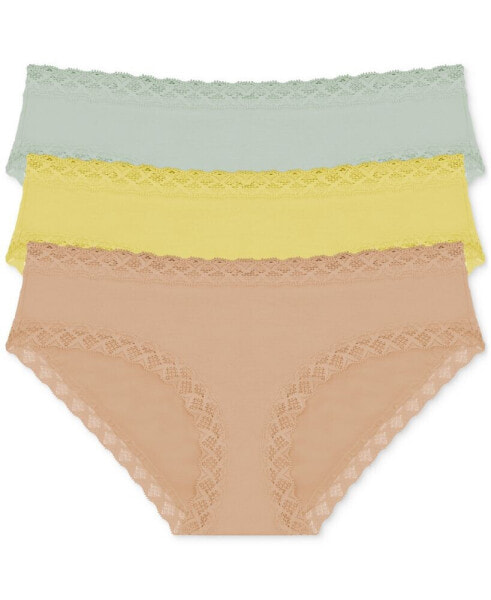 Bliss Lace-Trim Cotton Brief Underwear 3-Pack 156058MP