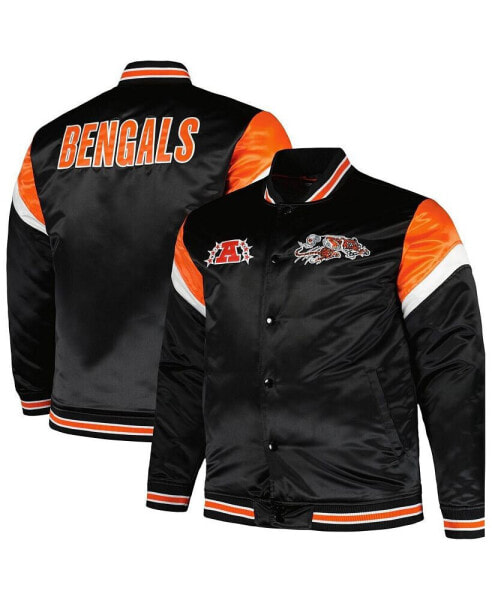 Куртка Mitchell&Ness мужская черная с износом Cincinnati Bengals Big and Tall Satin Full-Snap