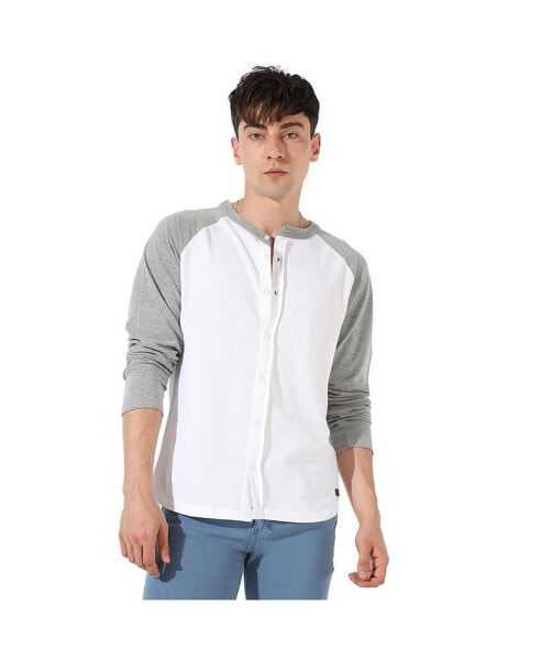Рубашка Campus Sutra мужская белая и серая в регланной стиле