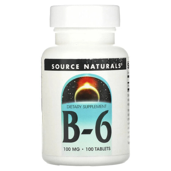 Source Naturals, Витамин B6, 100 мг, 100 таблеток