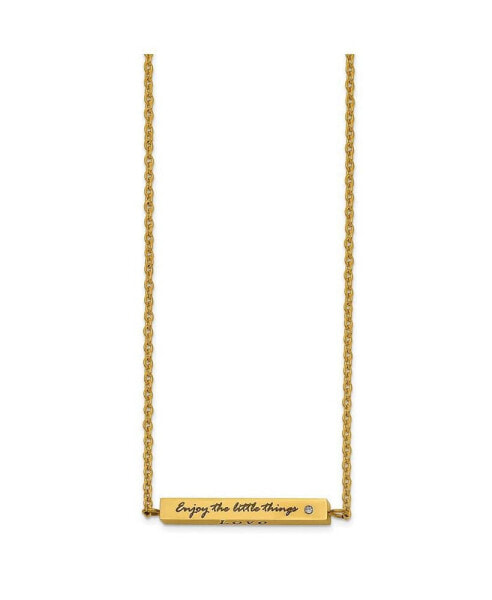 Enameled CZ ENJOY THE LITTLE THINGS Bar Cable Chain Necklace