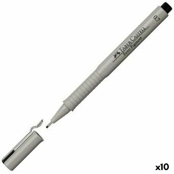 Ручка Фетр Faber-Castell Ecco Pigment 0,7 мм Чёрный (10 штук)