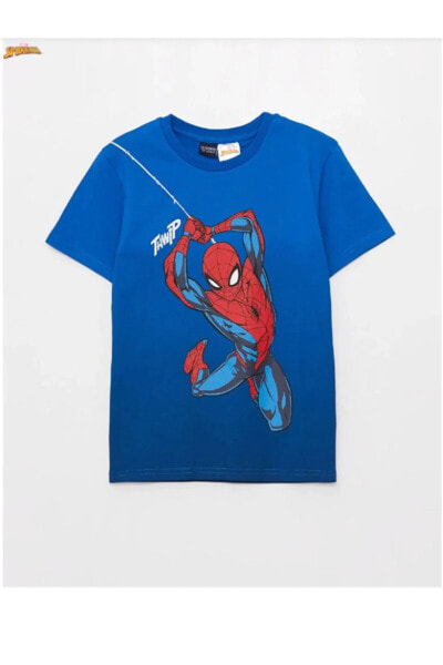 Lcw Kids Bisiklet Yaka Spiderman Baskılı Kısa Kollu Erkek Çocuk Tişört