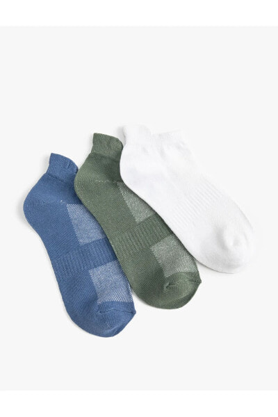 3'lü Patik Çorap Seti Geometrik Desenli Çok Renkli