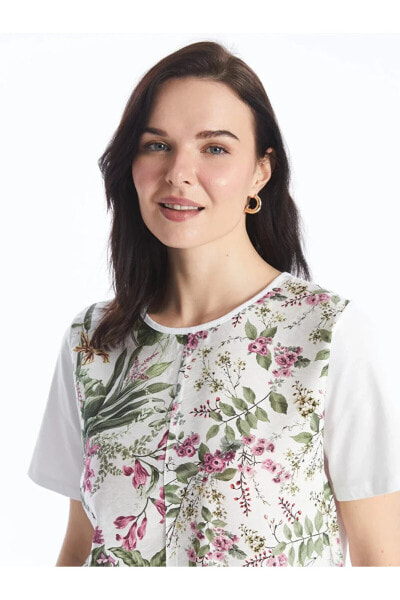 Футболка LCW Grace Bicycle Neck Floral Short Tee