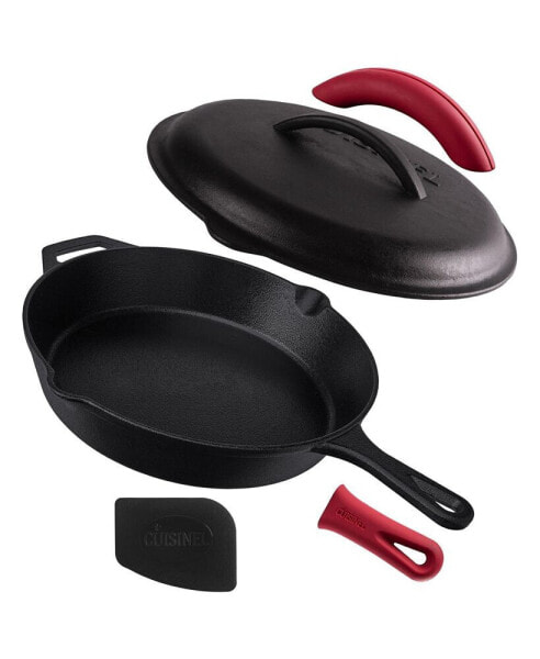 Cast Iron Skillet with Lid - 12"-inch Pre-Seasoned Covered Frying Pan