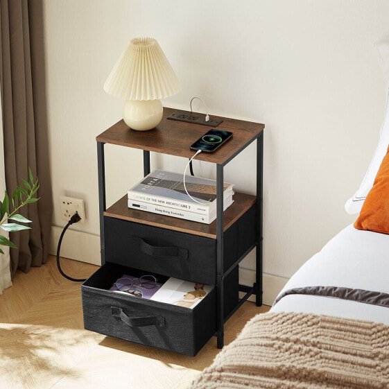 Charging End Table with 2 Drawers