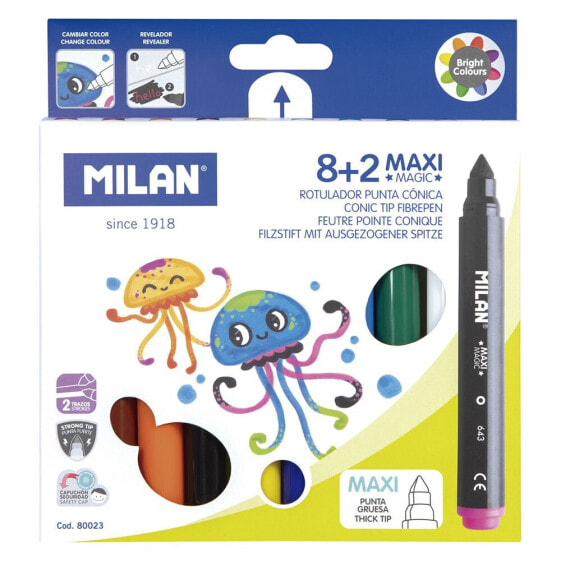 Набор фломастеров MILAN Box 8 Maxi Magic Fibrepens + 2 Magic Fibrepens