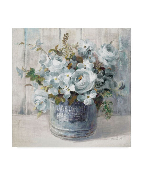 Холст с изображением садовых цветов - Trademark Global danhui Nai Garden Blooms I Blue для интерьера - 15" x 20"
