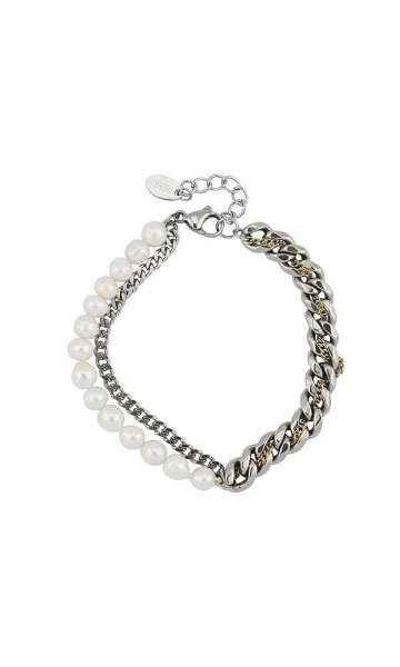 NOUR Pearl and Chain Bracelet