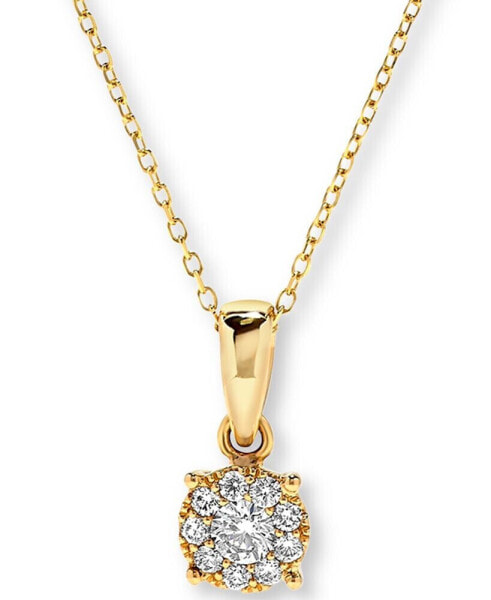 Macy's diamond Halo Cluster Pendant Necklace (1/4 ct. t.w.) in 14k Gold