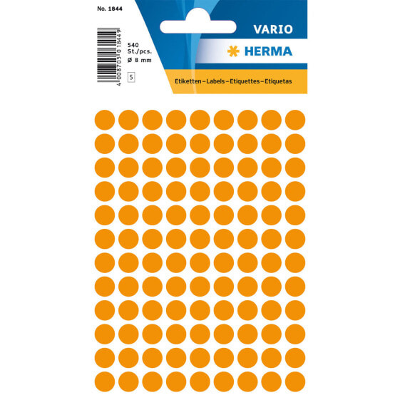 HERMA Multi-purpose labels Ø 8 mm round luminous orange paper matt 540 pcs. - Orange - Circle - Universal - Cellulose - Matte - Germany