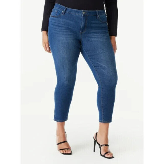 Sofia Jeans Plus Size Rosa Curvy Skinny Mid Rise Cropped Jeans Women's 18W Blue