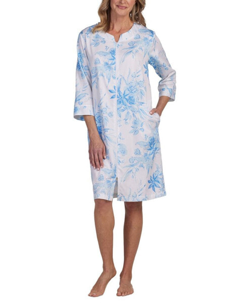 Women's Cotton Floral 3/4-Sleeve Robe