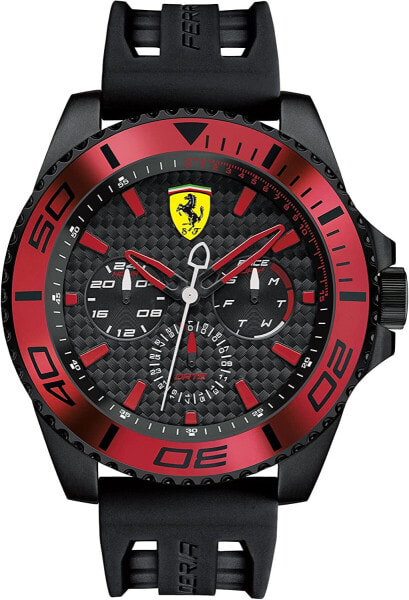 Мужские часы с силиконовым черным ремешком Ferrari Men's 0830310 XX KERS Analog Display Japanese Quartz Black Watch
