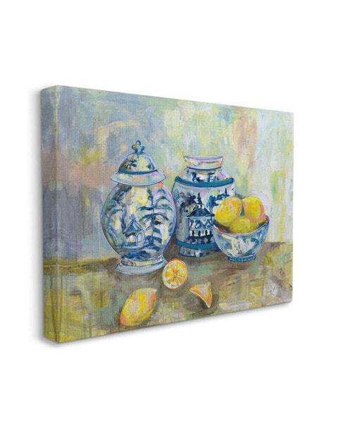 Картина классическая Stupell Industries Лимоны и глиняная посуда Желто-синяя 16" x 20"