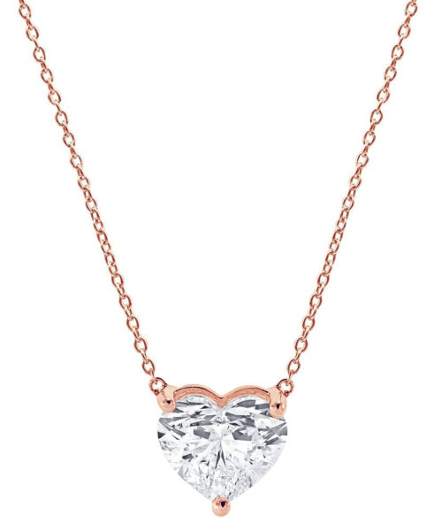 Badgley Mischka certified Lab Grown Diamond Heart Solitaire Pendant Necklace (2 ct. t.w.) in 14k Gold, 16" + 2" extender