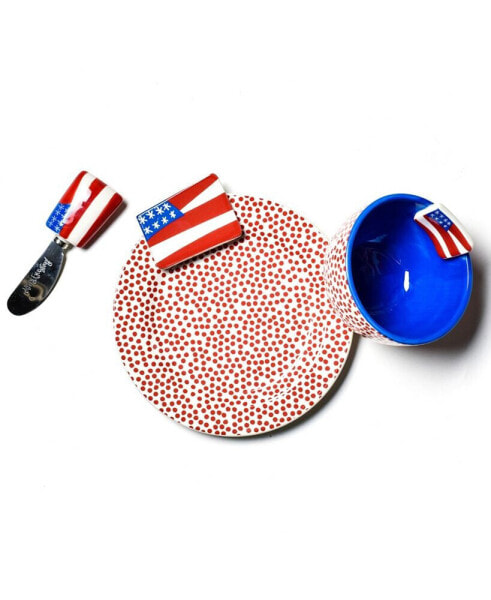 by Laura Johnson Flag Embellishment Plate Bowl and Spreader, Set of 3