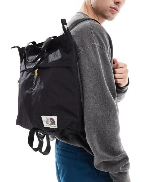 The North Face Berkeley logo tote backpack in black