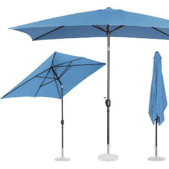 Пляжный зонт с угловым наклоном Uniprodo 200 х 300 см с крученой коробкой синий