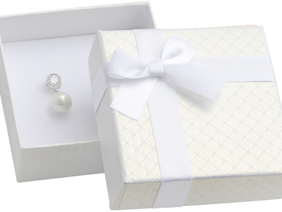 Подарочная упаковка для ювелирного набора белого цвета с лентой AT-5 / A1 от JK Box
